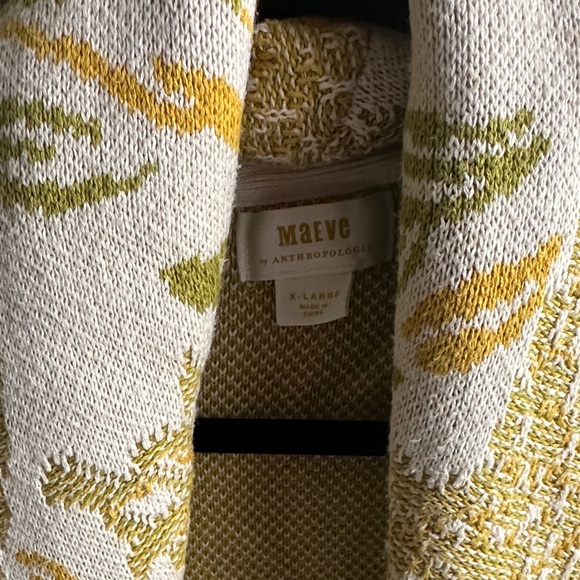 Maeve Botanical Knit Sweater in White and Gold pineapple Anthropologie - Picture 2 of 5